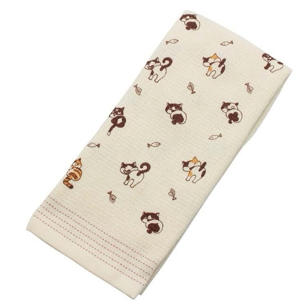 NEW Kontex Imabari Towel, JAPAN Tenugui, Beige, Cute Cat Design, 1 piece - Picture 7 of 7